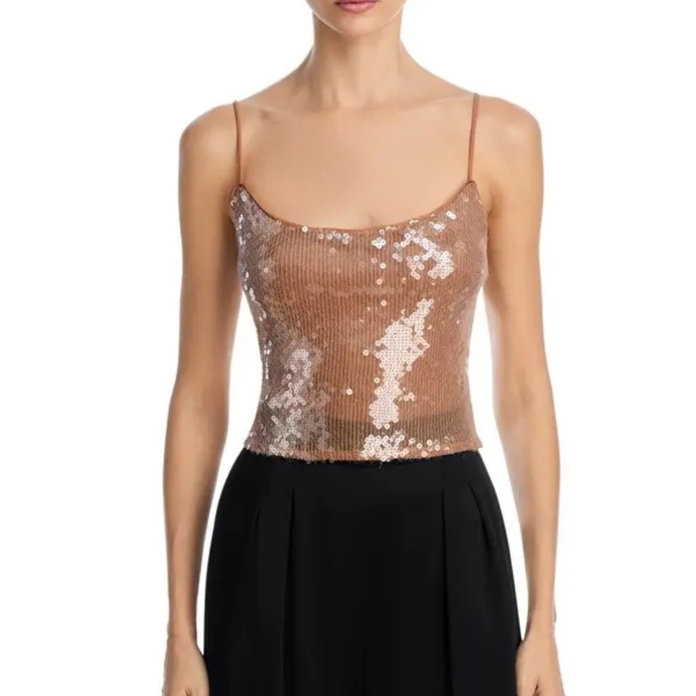 Bardot Rose Gold Sequin Spaghetti-Strap Cami